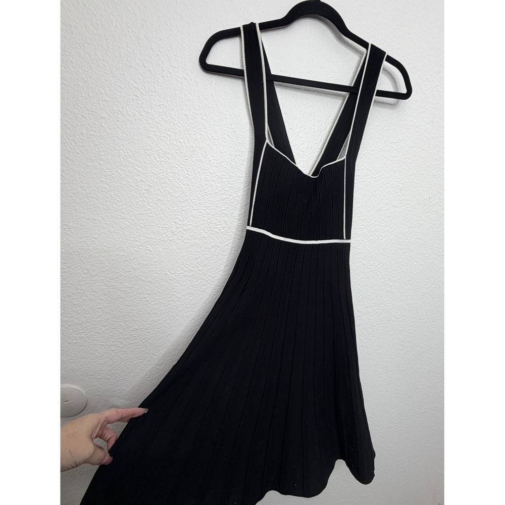 NWT Anthropologie Square-Neck Pleated Mini Black Noir Dress Size M - Picture 13 of 14